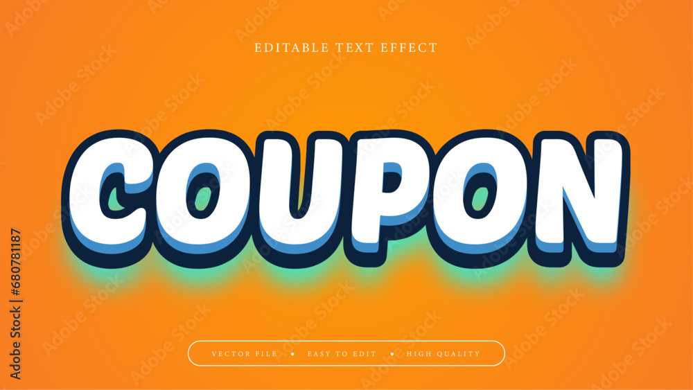 Orange white coupon, editable text effect	