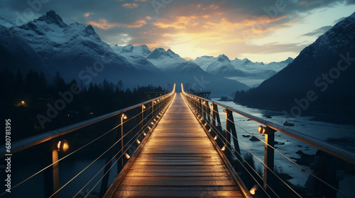 bridge over the lake at night