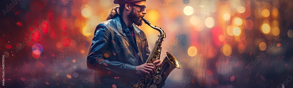 Fototapeta premium Saxophonist banner