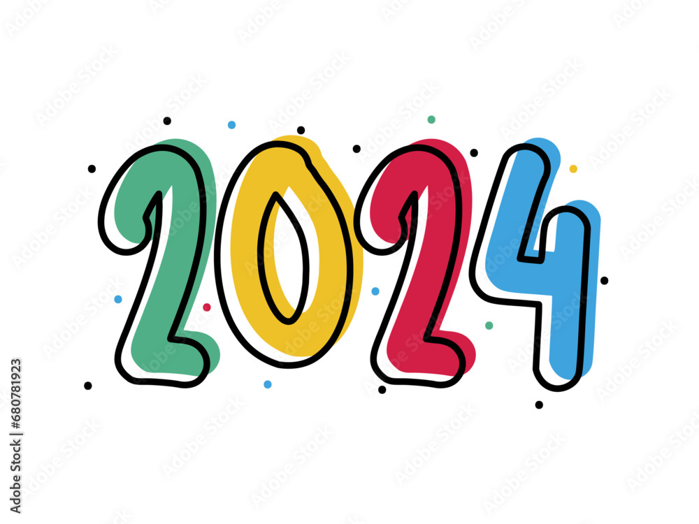 Hand lettering 2024 Happy New Year vector illustration Hand lettering 2024 Happy New Year vector illustration