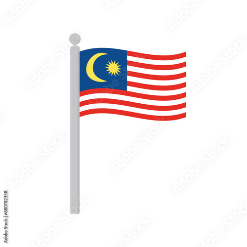 Flag of Malaysia on flagpole isolated