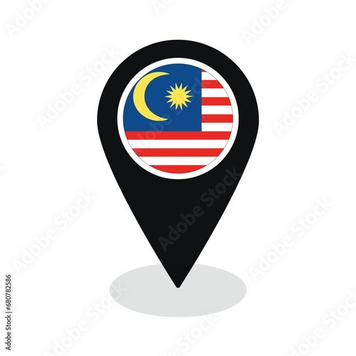 Free Download Flag of Malaysia flag on map pinpoint icon isolated black color - GFXLoad
