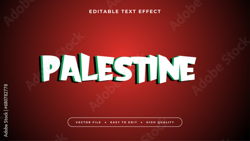 Editable text effect. White palaestine text on dark red color background.