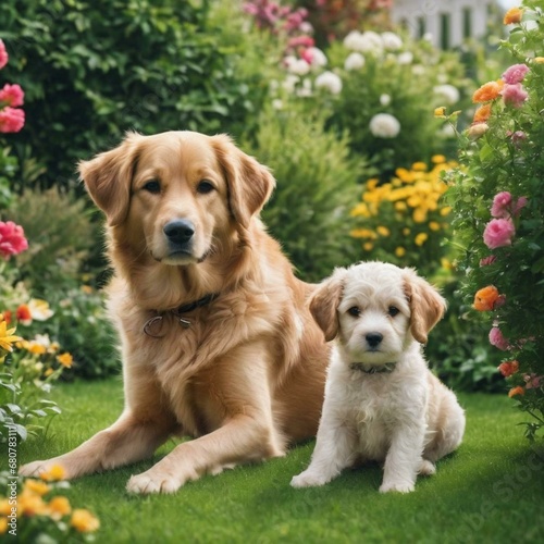 Dogs in the garden