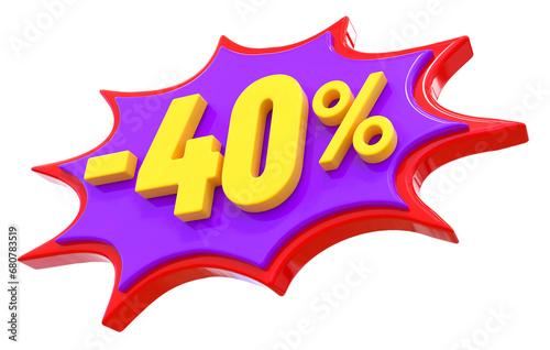 Sticker 40 Percent Discount 3d