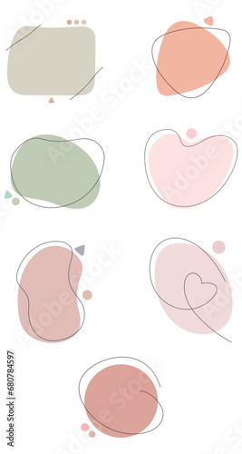 Abstract liquid shape vector banner. Shape abstract pastel color with line vector illustration isolated on white background.