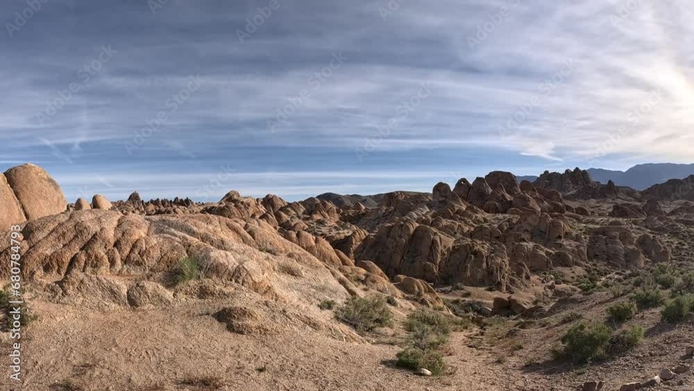 Panoramic view of the unique geological features of California's Alabama Hills Panoramic view of the unique geological features of California's Alabama Hills