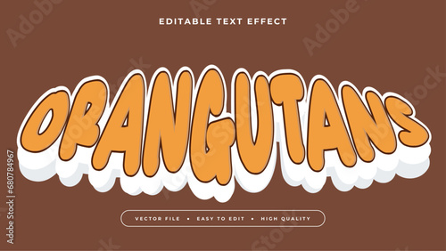 Editable text effect. Beige orangutans text on brown background.