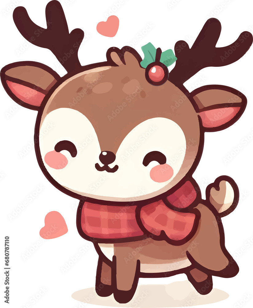 christmas reindeer. Merry Christmas watercolors cute reindeer on white background christmas reindeer. Merry Christmas watercolors cute reindeer on white background