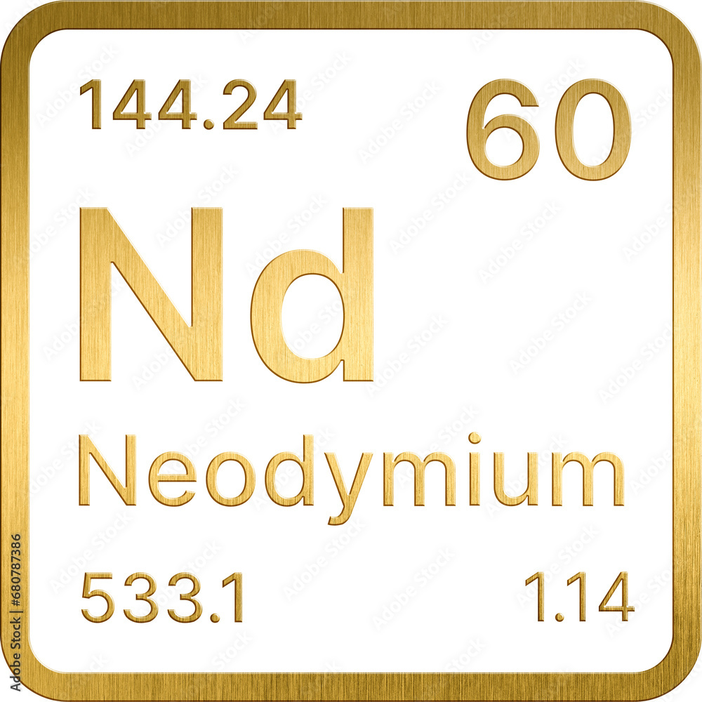 Golden 60. Neodymium (Nd) Periodic table of the chemical elements Golden 60. Neodymium (Nd) Periodic table of the chemical elements