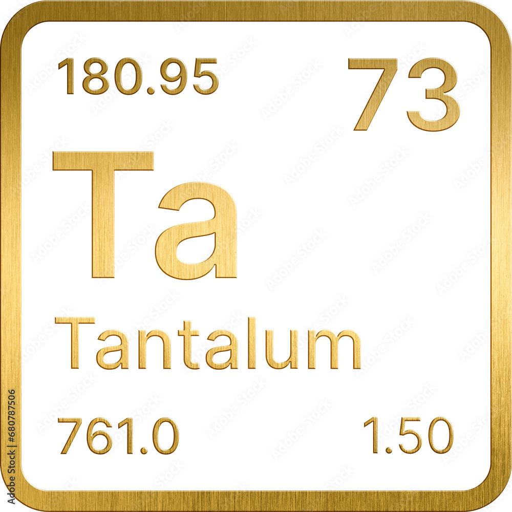 Golden 73. Tantalum (Ta) Periodic table of the chemical elements Golden 73. Tantalum (Ta) Periodic table of the chemical elements