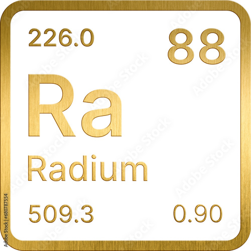 Golden 88. Radium (Ra) Periodic table of the chemical elements photo