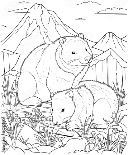 wombat coloring page for adults