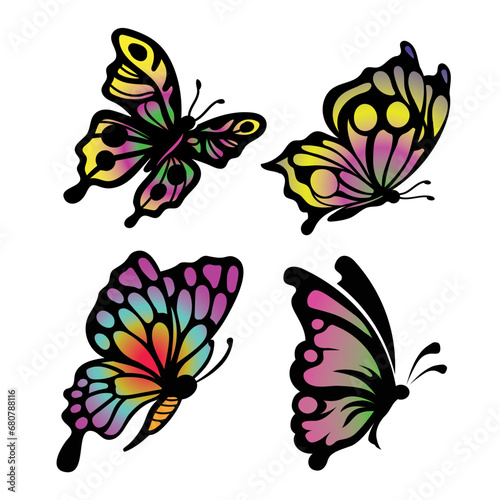 Collection of butterfly vector illustration. Set of butterfly files for cricut  sticker  or ornament.