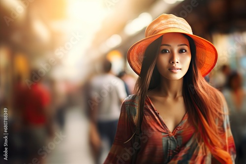 Asian woman travels 