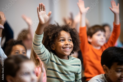 Enthusiastic Young Student Participating in Class