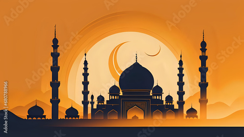 silhouette of mosque in sunset, silhouette of mosque, silhouette of mosque ramadan, silhouette of mosque ramadhan, magrib, ramadan bulan puasa, promosi untuk bulan ramadan photo