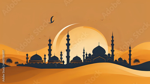 silhouette of mosque in sunset, silhouette of mosque, silhouette of mosque ramadan, silhouette of mosque ramadhan, magrib, ramadan bulan puasa, promosi untuk bulan ramadan photo