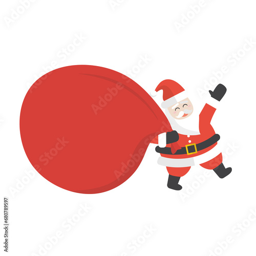 Santa Claus is carrying a huge bag