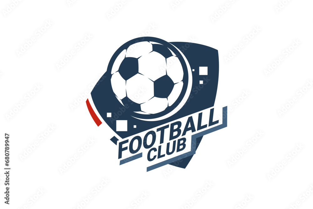 Obraz premium Soccer Logo or football club sign Badge. Football logo with shield background vector design. Vector illustration. 