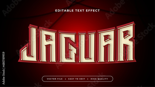 Editable text effect. Silver jaguar text on red background.