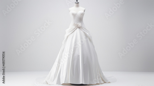 White wedding dress on a mannequin doll, AI Generative.