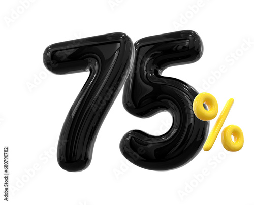 75 percent discount balloon black number