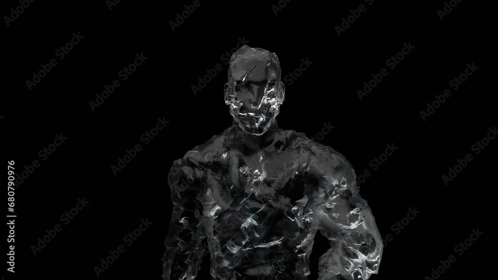 ice man, abstract silhouette, 3d render ice man, abstract silhouette, 3d render