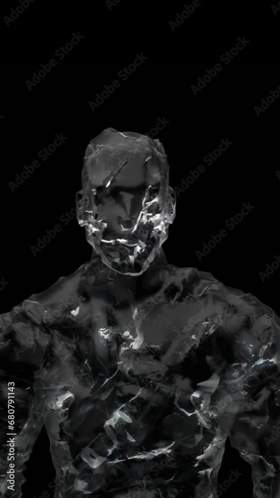 ice man walking on a dark background, 3d render ice man walking on a dark background, 3d render