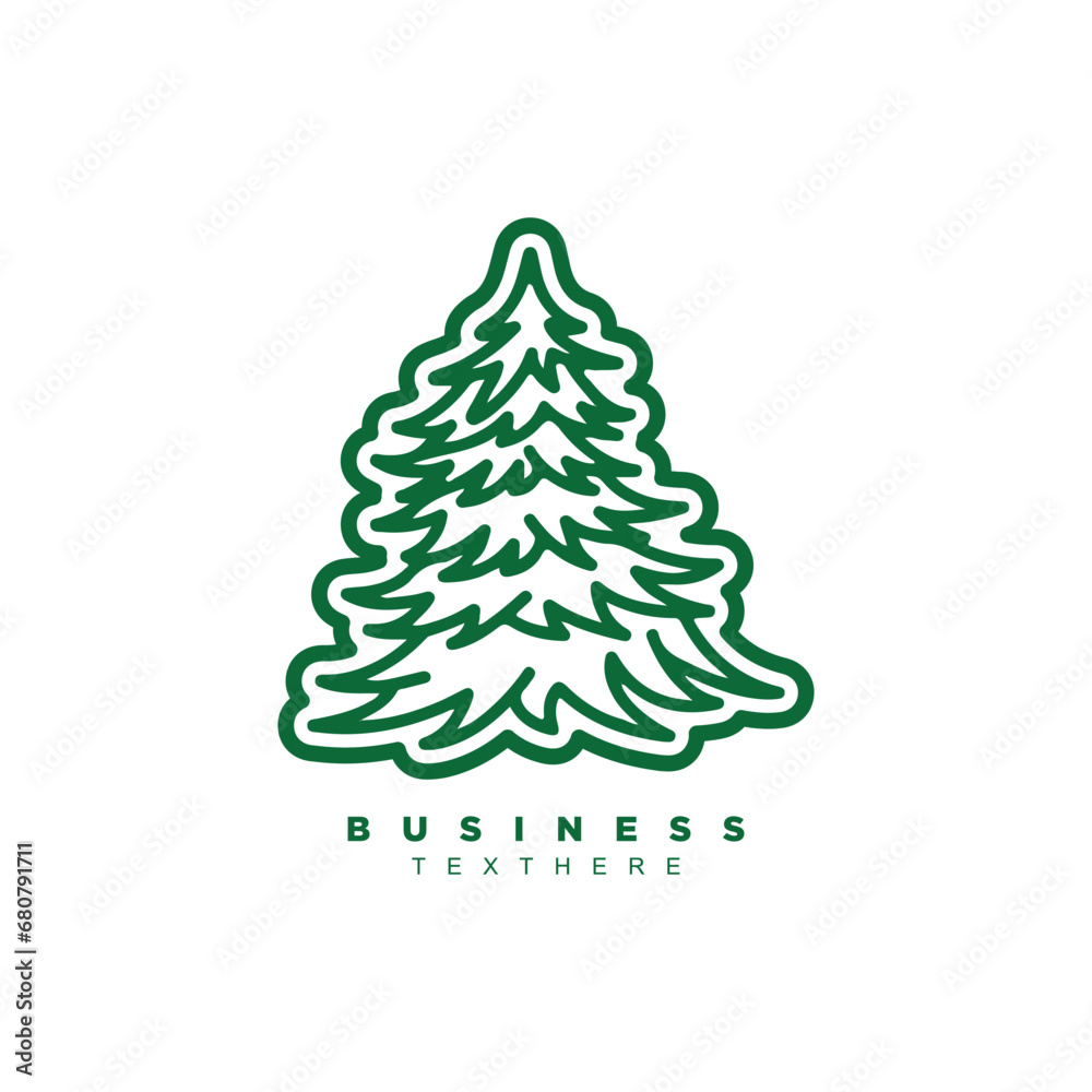 Outline pine tree vector art isolated on white background Outline pine tree vector art isolated on white background
