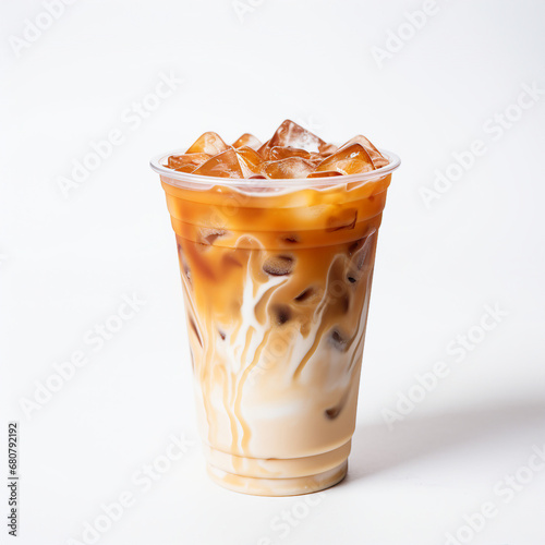 Iced cafe latte with a white background