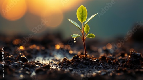 Vintage Seedling Growing On Ground Rain   Wallpaper Pictures  Background Hd