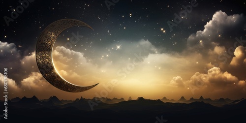 Ramadan themed background featuring crescent