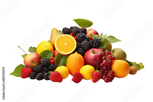 Fruit mix over white background