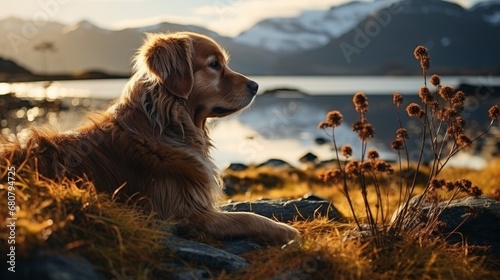 Scenic View Dog Rural Field Below , Wallpaper Pictures, Background Hd