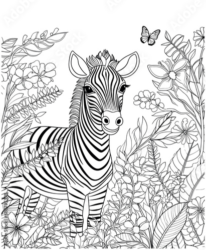 Zebra Coloring Page Illustrations and  Vectors