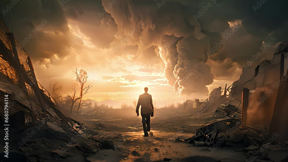 The End of the World Apocalyptic, epic scene. Created with Generative AI.	
