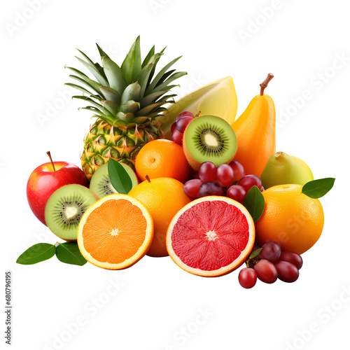 Various kinds of delicious. Fruits are popularly eaten all over the world , isolated on transparent background, PNG, 300 DPI photo