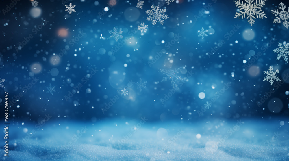 Blue Blurred Christmas Background Generative AI