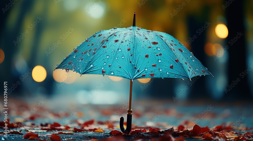 Lifestyle Scene Rainy Weather Blue Umbrella , Wallpaper Pictures, Background Hd