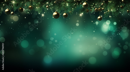 Green Christmas Background Generative AI
