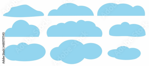 A set of cartoon clouds. Flat style design. Isolated on a white background.