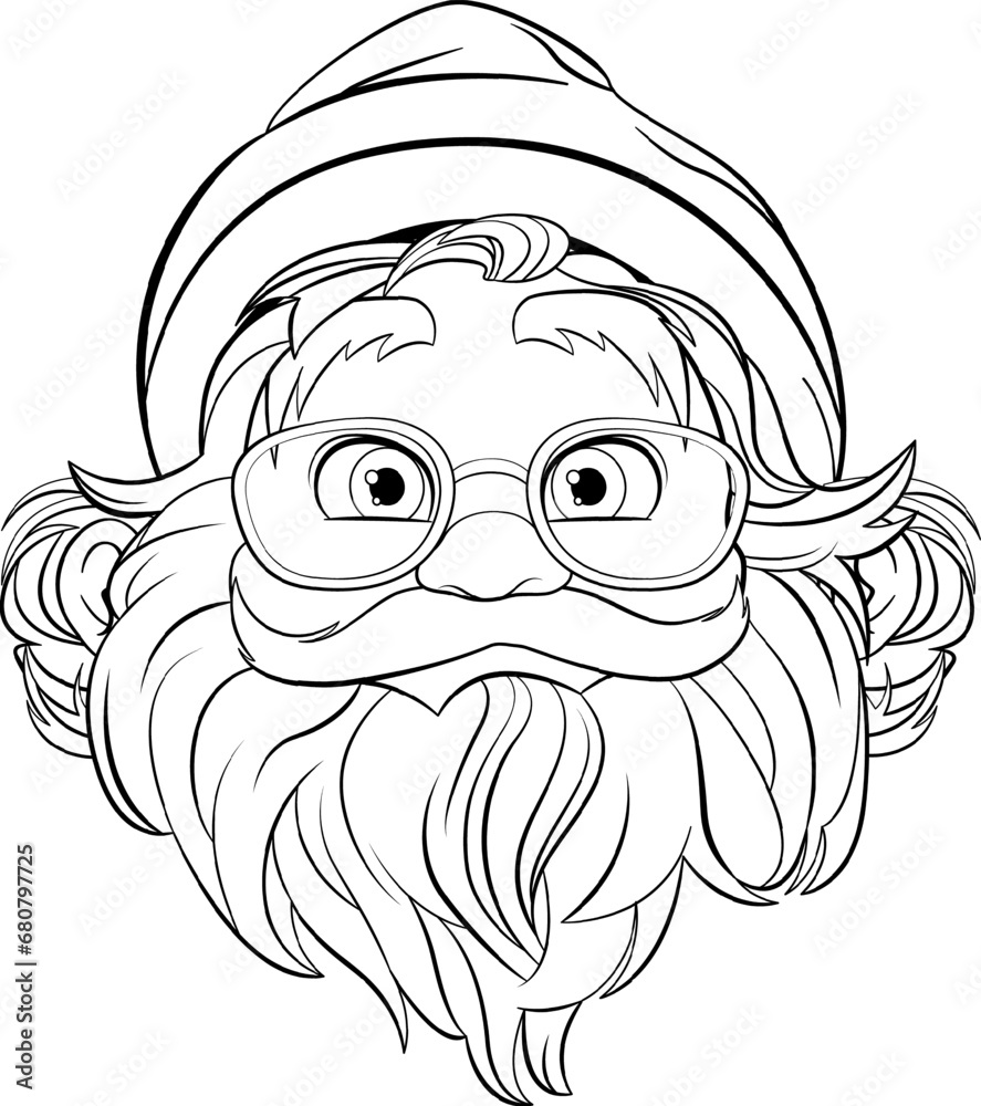 Obraz premium Isolated Elderly Grandfather Cartoon Face Outline for Colouring Pages