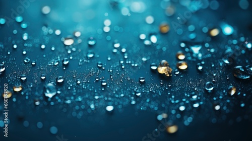 Drops Rain On Blue Glass Background   Wallpaper Pictures  Background Hd