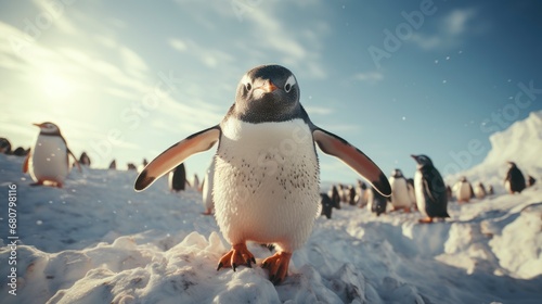 Gentoo Penguin Pygoscelis Papua Slides Down , Wallpaper Pictures, Background Hd