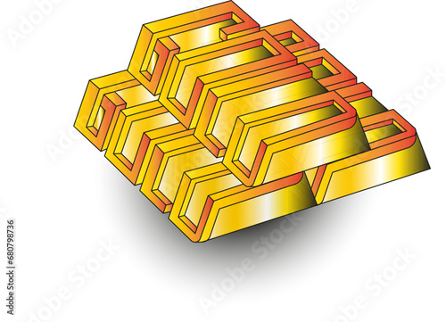 Stack word of Gold bar icon, ingot. Symbol of richness currency investment, treasury luxury rich