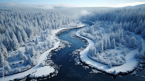 Aerial View Winding Road Among Snowy , Wallpaper Pictures, Background Hd