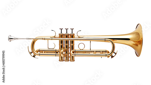 Isolated polished brass trumpet