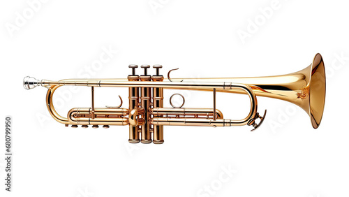 Isolated polished brass trumpet photo
