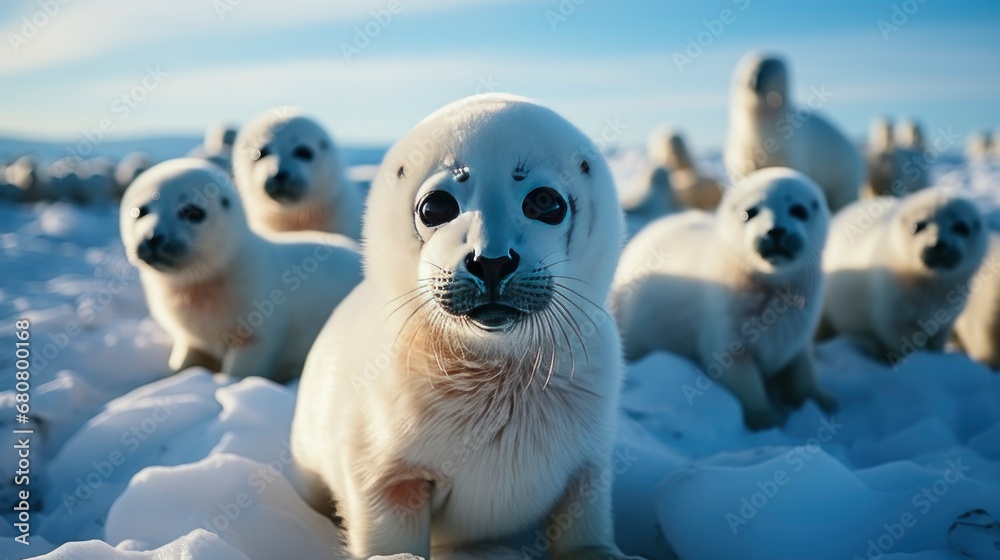 Φωτογραφία Close Crabeater Seal Lobodon Carcinophaga Lies , Wallpaper Pictures, Background